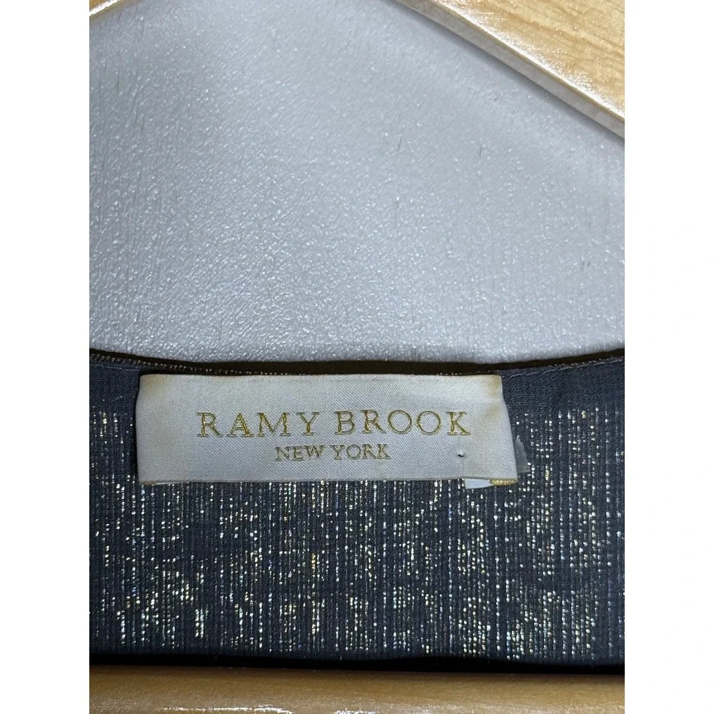 Ramy Brook Metallic Silk Flutter Sleeve Peplum Blouse M